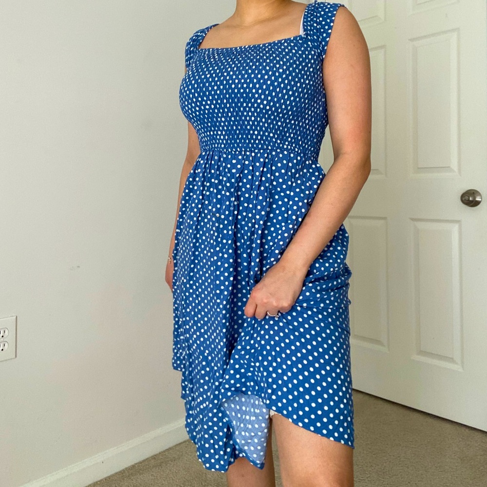 Blue Polka-dot Summer Dress